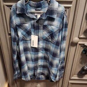Sonoma Blue and Black Plaid Kids Button Down Shirt